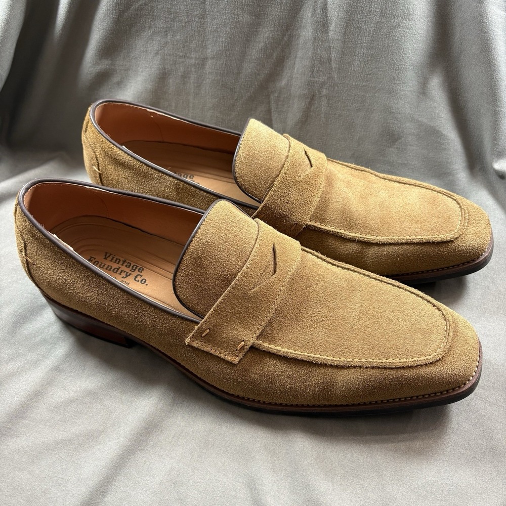 VINTAGE FOUNDRY CO. BROWN SUEDE LEATHER UPPER LOAFERS MEN'S SHOES Size 11